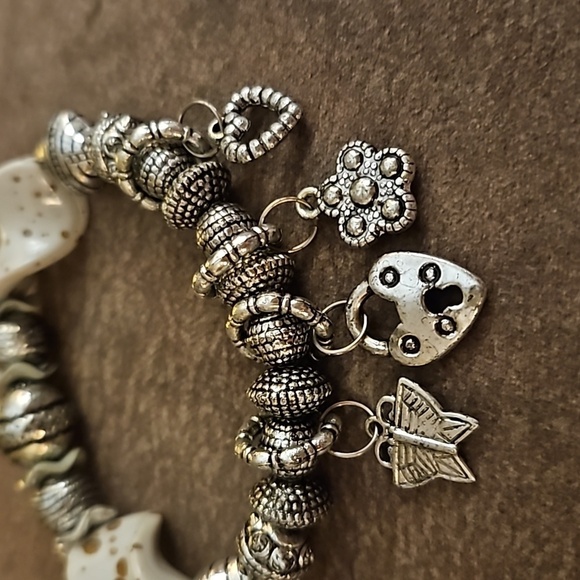 5/$25 Acrylic Beaded Coquette Charms Stretch Bracelet - Picture 3 of 5